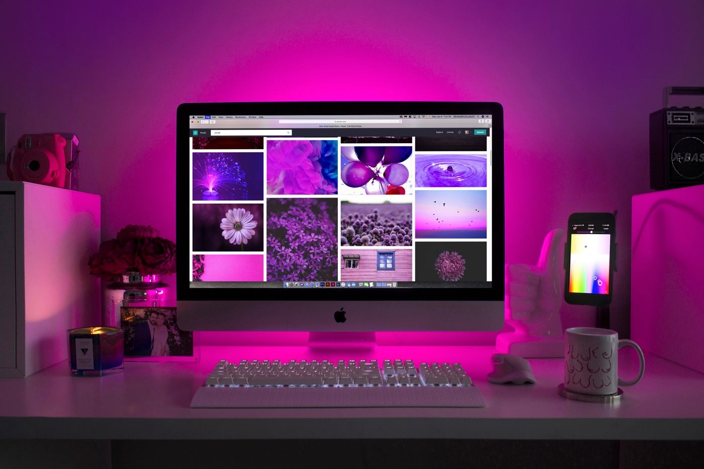 Website design on studio monitors